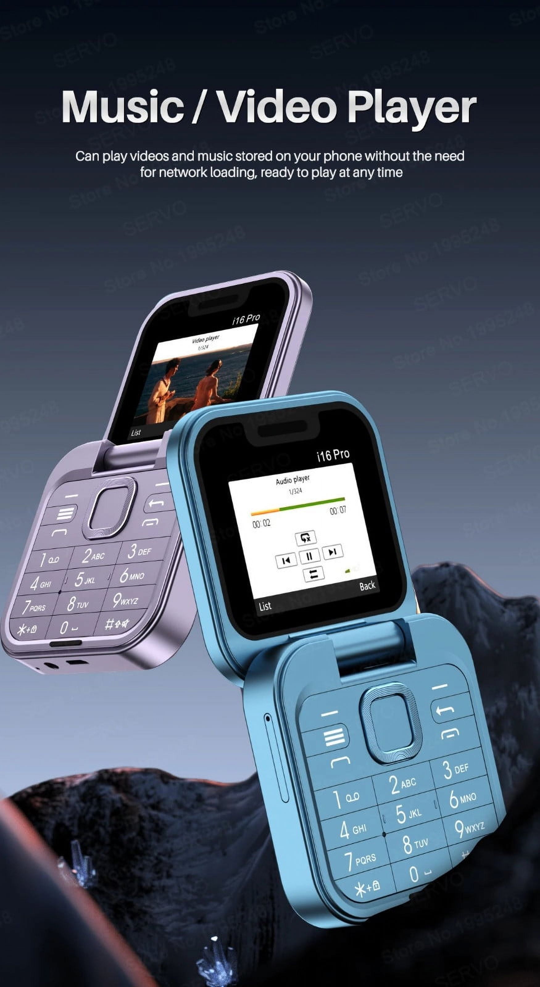 2024 New Mini Flip Mobile Phone 2 SIM Card Small Display Foldable Cell Phone, Unlocked Flip Phone 2G Flip Cell Phone for Seniors (B)