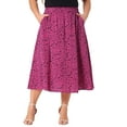 thumbnail image 2 of DARING DIVA Women's Plus Pleated High Waist Midi Casual Floral Skirt 4X Hot Pink, 2 of 6