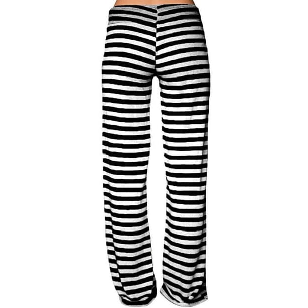 Guardurnaity Pantalones Pantalones de algodón de pierna ancha a rayas Pantalones de baile de yoga sueltos Prendas para la parte inferior del cuerpo Negro XXL Guardurnaity AP001985-10