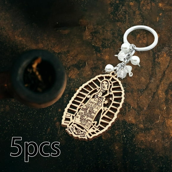 5 llaveros de , diseño de madera portátil, recuerdos de , recuerdos ligeros de bautizo para niña y niño Blancas Macarena llavero de bautismo