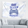 thumbnail image 1 of DouZhe Blue Cartoon Eat Sleep Game Controller Tapestry Modern Wall Hanging Tapestries Dorm Room Home Decor, 60" x 40", 1 of 7