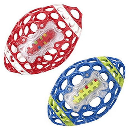 Grab Rattle - Oball Grab and Rattle Footballs, Set of 2: One Red, One Blue