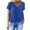 Blue, variant on Women's V-Neck Pleated Puff Sleeve Bubble Hem Loose Fit Casual Blouses for Women Summer Everyday Wear