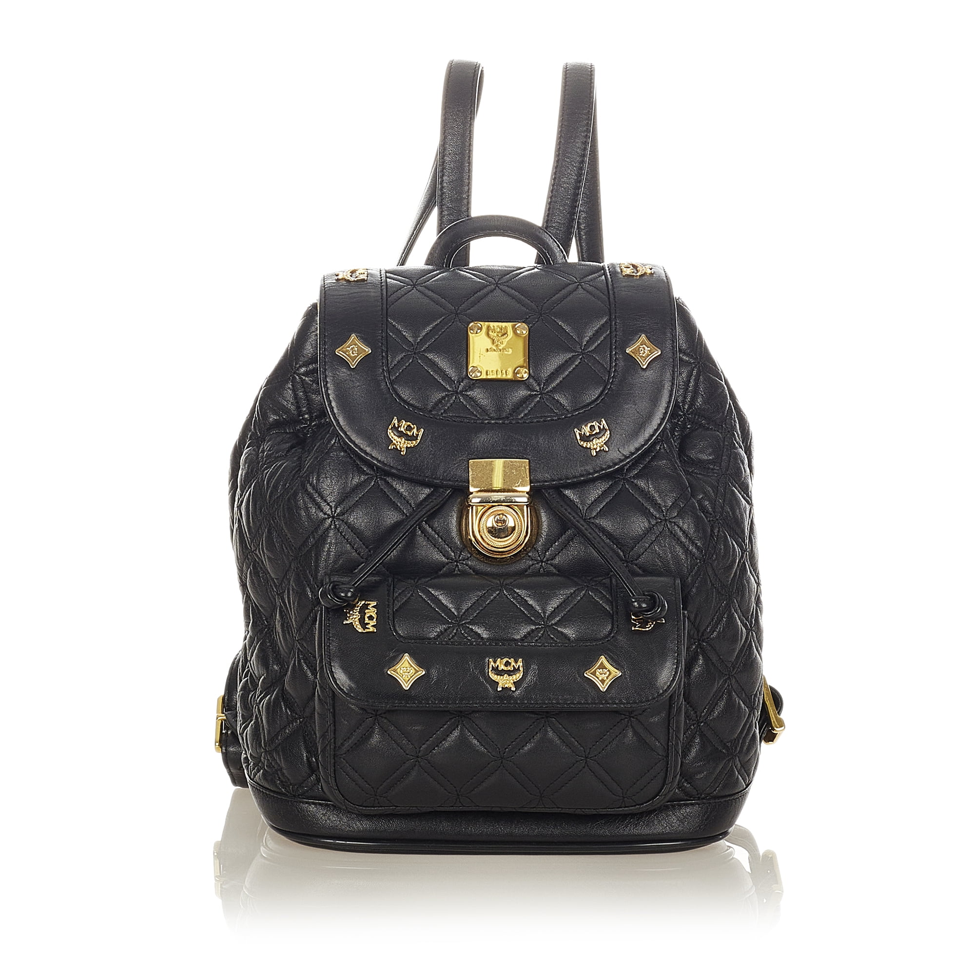 Mcm black leather backpack sale