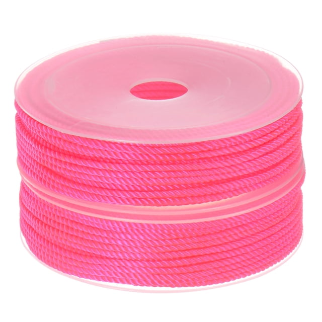 Unique Bargains 2 Pack Twisted Nylon Twine Thread Beading Cord 2mm 13M/43 Feet Extra Strong Braided Nylon String, Hot Pink