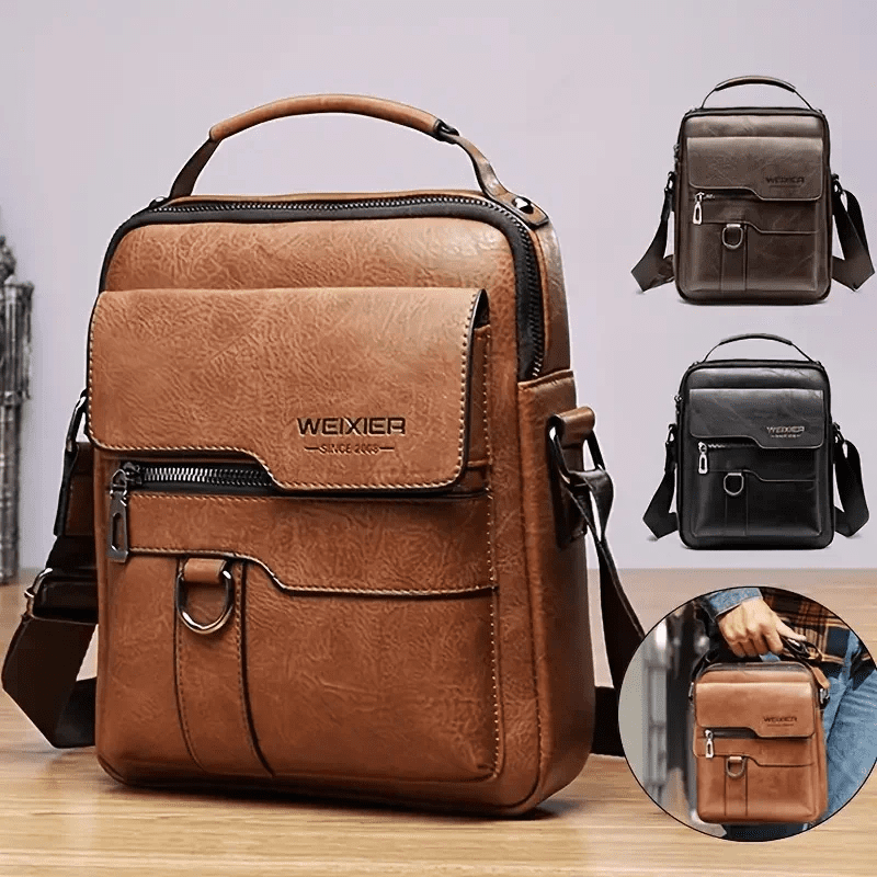 WEIXIER Anti Theft Sling Bag Shoulder Crossbody Backpack Waterproof Chest Bag with USB for Men (Brown)