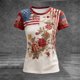 thumbnail image 5 of Mujeres Manga Corta Tops Moda Casual Cómoda Impresión V-Cuello Blusa Camiseta Top para Eventos de Aniversario Patriótico Y Uso Diario, 5 of 5