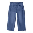 thumbnail image 3 of Capris for Women Plus Size New Capri Jean for Women Summer Straight Leg Versatile Cropped Pants Fashion Frayed Hem Denim Capri Pants with Pocket Blue M, 3 of 9