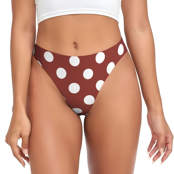 Thongs for Women - Maroon And White Polka Dot No Show Seamless Womens Thongs Underwear, Breathable G String Thongs for Women, Ladies Stretch Low Rise Thong Bikini Panties Briefs
