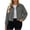 Gray, variant on Women's Corduroy Cropped Shacket Jacket Lapel Collar Button Down Long Sleeve Pocket Short Coat