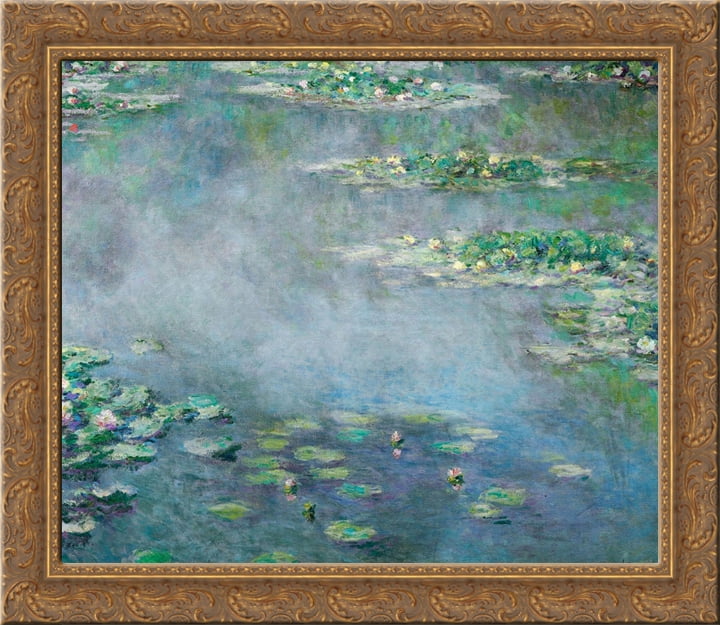 Water Lilies 20x20 Gold Ornate Wood Framed Canvas Art by Monet, Claude ...