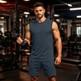 thumbnail image 6 of StSilkitty Men's 2 Piece Outfits Solid Color Sleeveless Crewneck Tank Tops and Shorts Set Summer Gym Running Tracksuits, 6 of 9