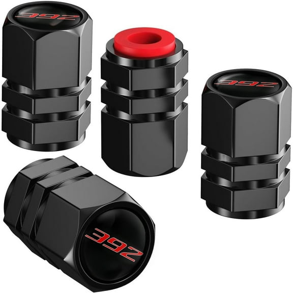 4PCS Tire Valve Stem Caps Compatible For  Dodge Durango SRT 392 Black Metal Auto Accessories, Tire Valve Cap Set, Corrosion Resistant, Universal Stem Covers for Trucks Motorcycles SUVs Bike