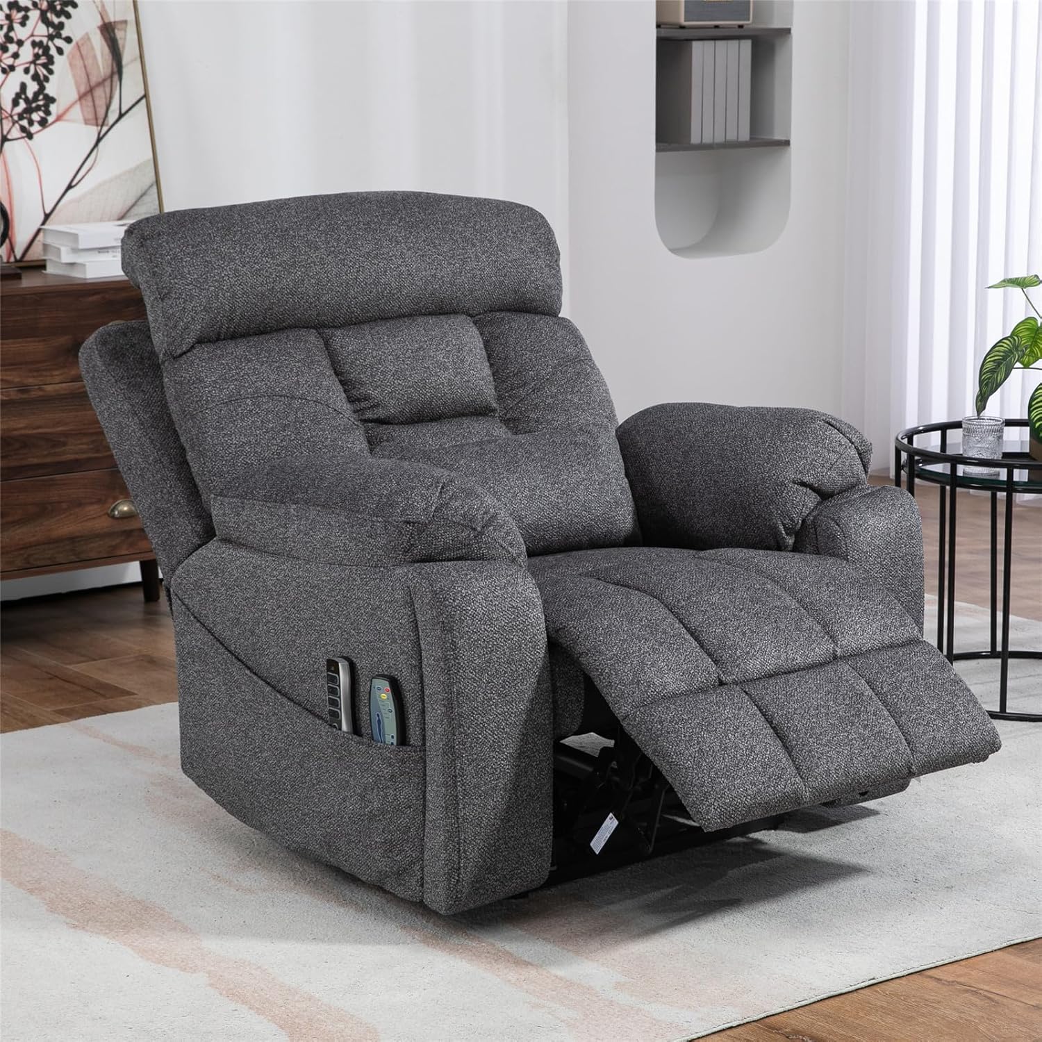 Lay Flat Power Lift Recliner Chair, | 400lbs | 25.5in Extra Wide | 4-Motor | Heat, Massage, Hidden Cup Holder, Sleeping | Big Man, Elderly