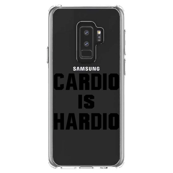 DistinctInk Clear Shockproof Hybrid Case for Samsung Galaxy S9  PLUS (6.2" Screen) - TPU Bumper Acrylic Back Tempered Glass Screen Protector - Cardio is Hardio