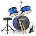thumbnail image 3 of 3 Piece Kids Drum Set, Junior Drum Set for Beginners with Bass Tom Snare Drum, 14.76 Inch Drum Kit with Snare, Cymbal, Drumsticks, Adjustable Seat (Blue), 3 of 8