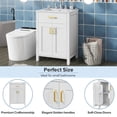 thumbnail image 6 of 24-inch Bathroom Vanity Combo with Ceramic Sink, 2 Soft-Close Doors & Drawer, Gold and White Freestanding Cabinet with Adjustable Shelf for Small Spaces, 6 of 11