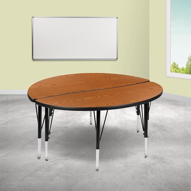 Ensemble de Table en Chêne à Cercles de 48 Pouces, 2 Pcs