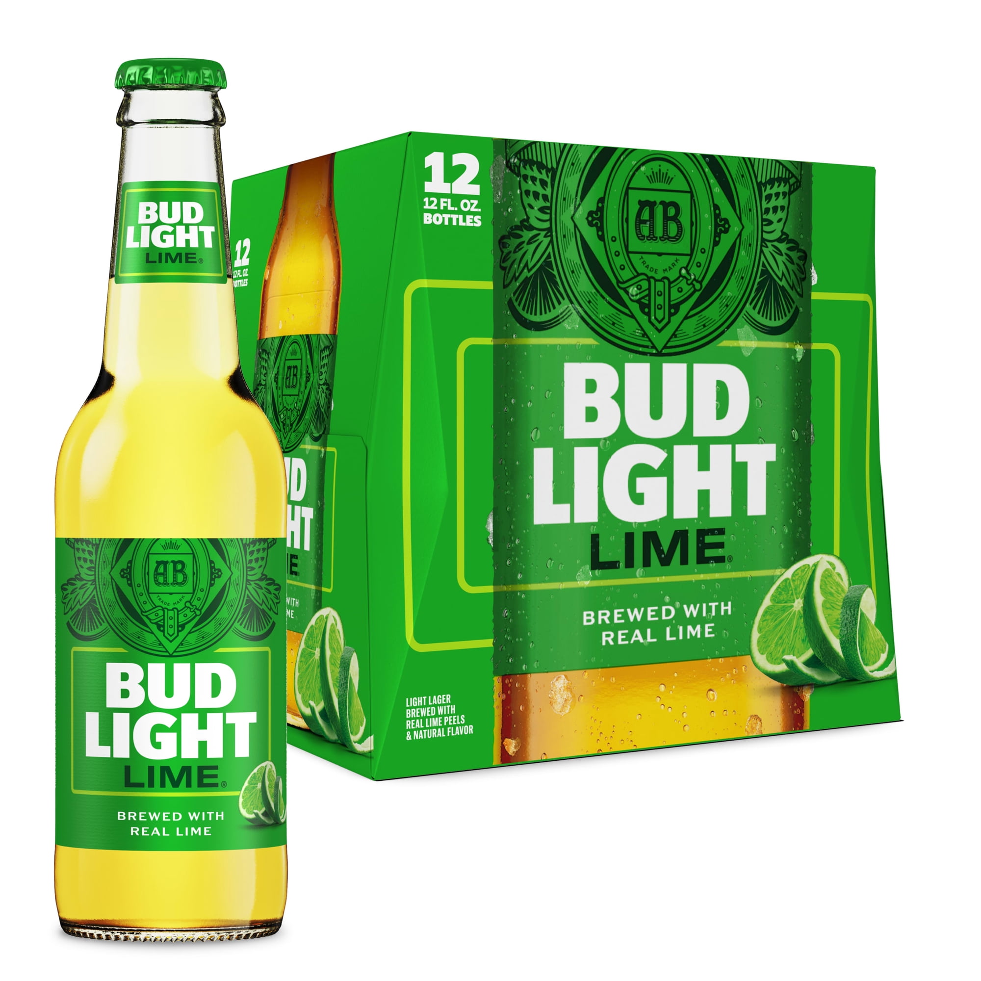 Bud Light Lime American Light Lager Beer 12 pack 12 fl oz Glass Bottles 4.2% ABV