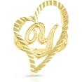 thumbnail image 1 of Floreo 10k Yellow Gold A-Z Cursive Letter and Heart Initial Ring, Large Heart (1.1"), 1 of 5