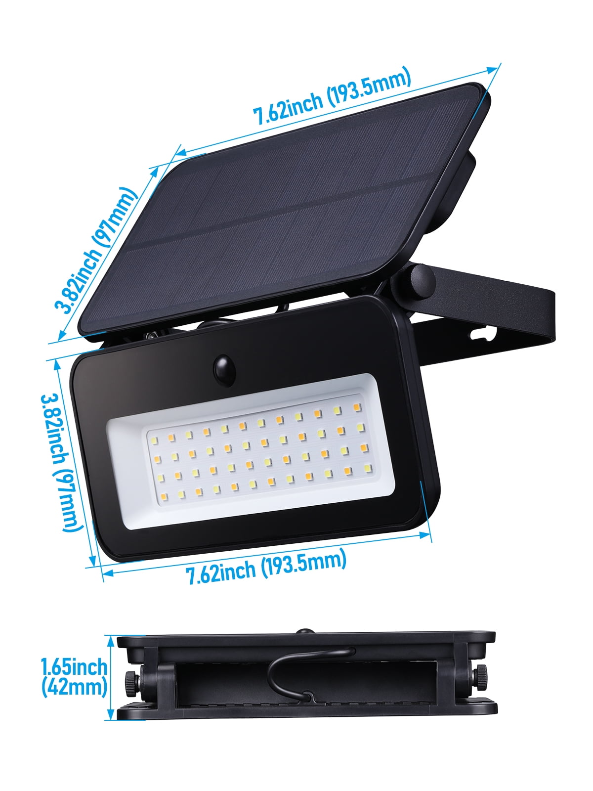 2 Pack Solar Motion Sensor Lights, Solar Flood Lights, Solar Wall Lights, Dimmable, 3CCT