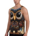 thumbnail image 2 of Fotbe Quirky Owl With Glasses Pattern Men's Quick Dry Workout Tank Top Gym Muscle Tee Fitness Bodybuilding Sleeveless T Shirt Breathable Workout Shirt-3X-Large, 2 of 9