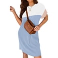 thumbnail image 3 of Fantaslook Summer Color Block Dresses for Women Crewneck Short Sleeve T shirts Dress Ribbed Dresses with Pockets, 3 of 8