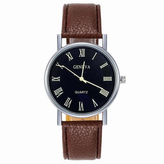 Resicozy Watches for Men with Leather Classic Watches Casual Fashioned Watch Quartz Business Adjustable Watches 2026 Brown with Black Face