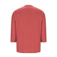 thumbnail image 6 of Women's Plus Size 3/4 Length Sleeve Round Neck Tee Shirt with Pockets Casual Spring Summer Basic Solid Loose Tunic Tops, 6 of 6