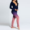 thumbnail image 3 of Women's Onesie Butt Button Back Flap Jumpsuit One Piece V Neck Long Sleeve Bodycon Romper Pajamas Playsuit, 3 of 4