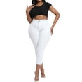 thumbnail image 6 of Gocolloa Womens Plus Size Capri Jeans Stretchy High Waisted Skinny Denim Capris Pants White 14W, 6 of 6