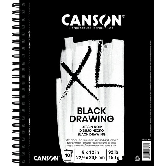 Canson XL Black Drawing Pad, 9" x 12", 40 Sheets