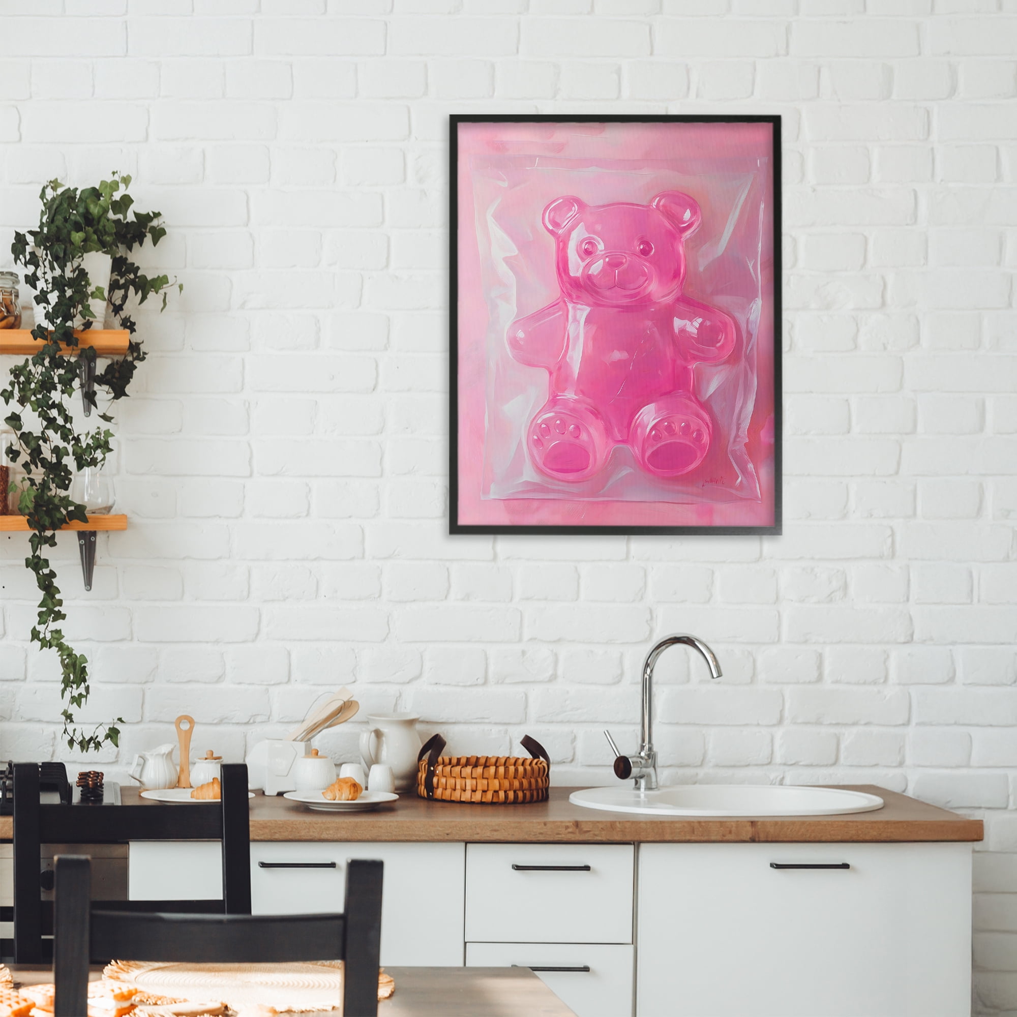 Stupell Industries Pink Gummy Candy Bear Black Framed Giclee Art, design by The Prints Vibe