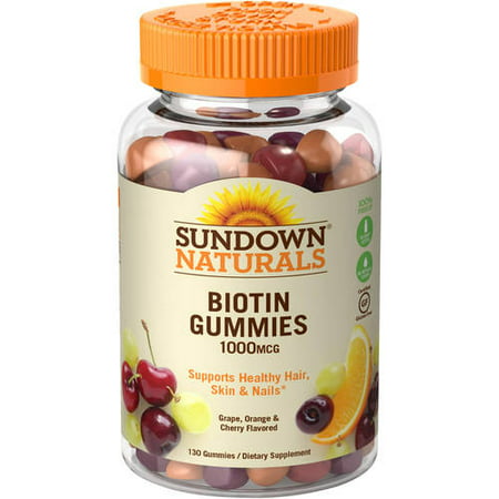 Sundown Naturals Biotin Gummies Dietary Supplement, 1000mcg, 130 (Best Biotin Supplement For Skin)