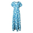 thumbnail image 7 of vigerkar Women's Casual V Neck Maxi Dress with Short Sleeve Sexy Elegant Floral Dress Blue, M, 7 of 7