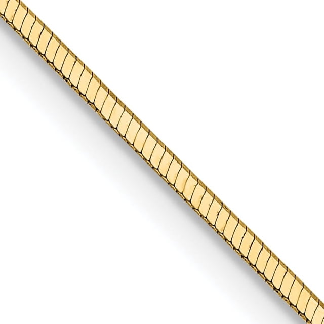 14k Yellow Gold 18 Inch 1mm Octagonal Cubetto Omega Snake Chain Necklace Pendant Charm