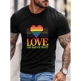 thumbnail image 2 of Men's T-Shirt,Short Sleeve Tee Shirt Casual Tops Love Who You Want Words Crew Neck T Shirts for Men, 2 of 8