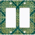 thumbnail image 6 of Metal Light Switch Plate Cover Elegant Green Yellow Diamond Cross Damask DAM091, 6 of 13