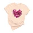 thumbnail image 1 of Dealovy T-Shirts pour Femmes à Manches Courtes, Col Rond, Mignon Cœur Imprimé, Couleur Unie, Décontracté, Été, T-Shirts Simples, 1 of 6