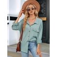 thumbnail image 2 of Womens Cable Knit Light-Weight Shacket Button Down Shirts Long Sleeve Casual Oversized Blouses Tops Green XXL, 2 of 8