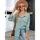 thumbnail image 4 of Blusas Informales de Larga Extragrandes con Botones y Cuello Halter para Mujer Verde L, 4 of 9