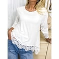 thumbnail image 5 of Women's Tops Long Sleeve Lace Trim U-Neck A Line Tunic Blouse, 5 of 6