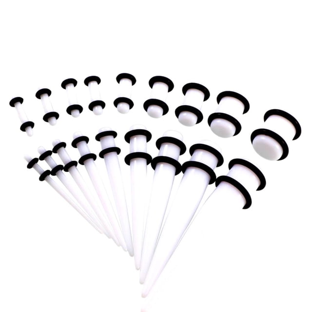 Kit de estiramiento de medidores de oído Sunnimix de 18 piezas 14G-00G blancos