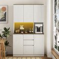 thumbnail image 4 of 74" Kitchen Pantry Cabinet with Charging Station, Freestanding Buffet Cupboards Sideboard with LED Lights, Modern Pantry Cabinet with Microwave Stand for Kitchen, Dinning Room, 4 of 8