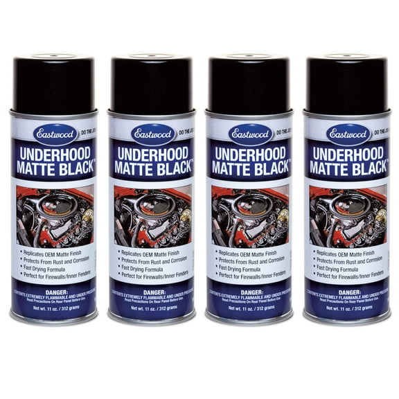 Eastwood Underhood Black Matte Acrylic Lacquer Aerosol Spray Paint 11 oz 4 Pack