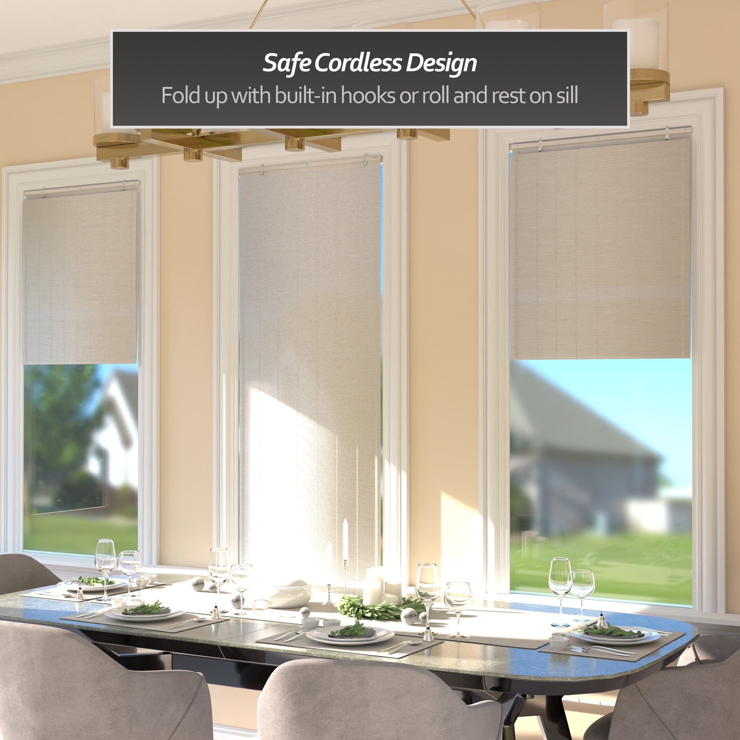 Red Lantern Bamboo Window Shade Blind - White 24" W