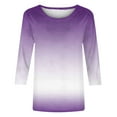 thumbnail image 5 of Uaswgudfs Tees for Women Trendy Fashion Round-Neck 3/4 Sleeves T Shirt Gradient Color Casual Loose Cotton imitation Basic Tops, 5 of 5