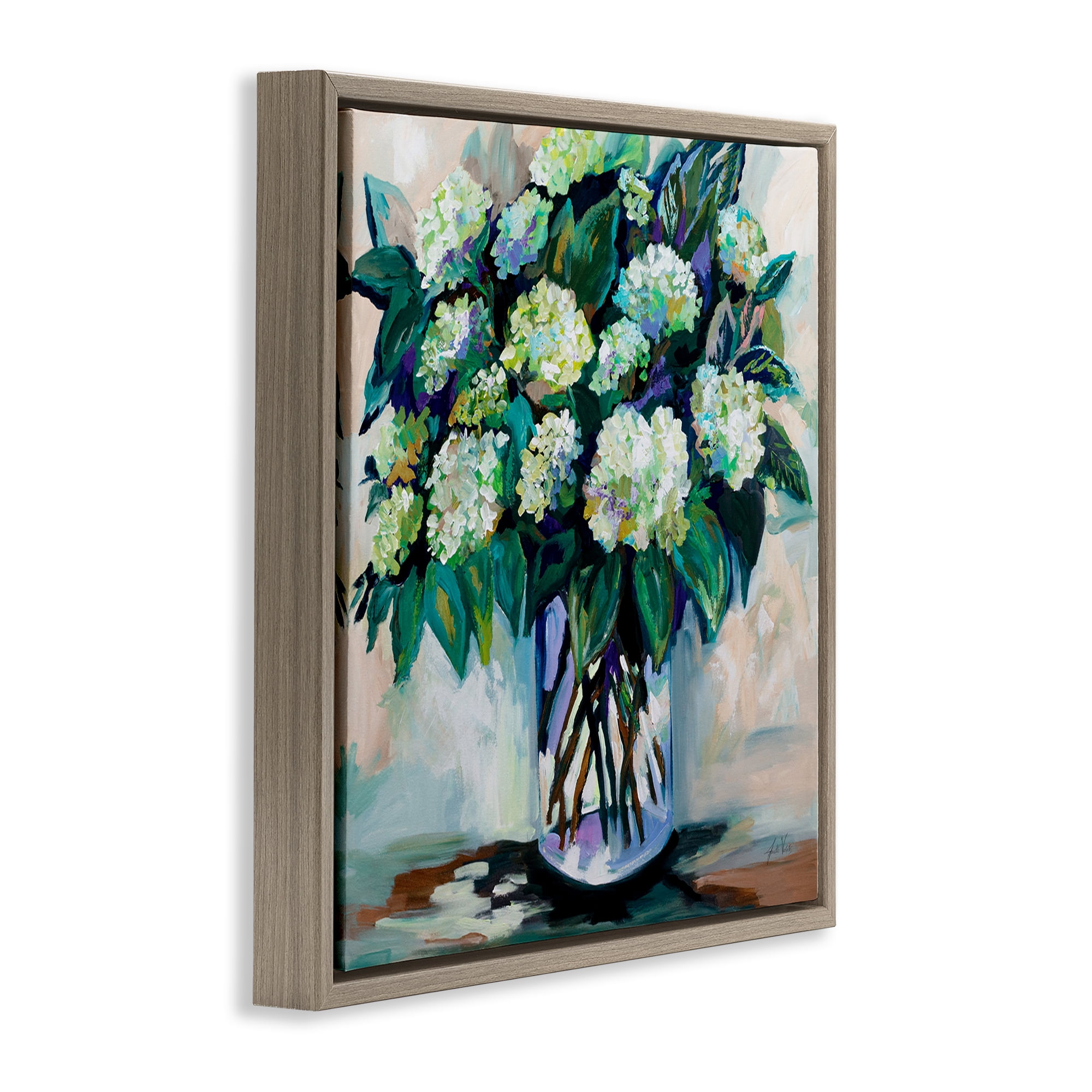 Stupell Industries Full Jaimes Bouquet Botanical & Floral Painting Brown Floater Framed Art Print Wall Art, 18 x 18