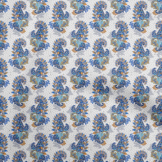 oneOone Georgette Viscose Navy Blue Fabric Paisleys Craft Projects Decor Fabric Printed By The Yard 42 Inch Wide