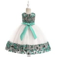 thumbnail image 5 of Girls' Sleeveless Embroidered Lace Mesh Dress with Floral Design for Performance and Special Occasions, 5 of 7